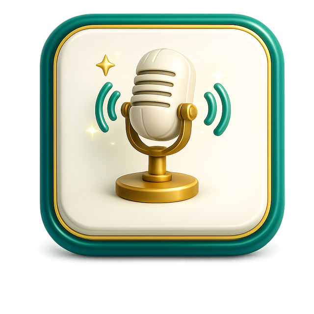 3D microphone pronunciation practice icon
